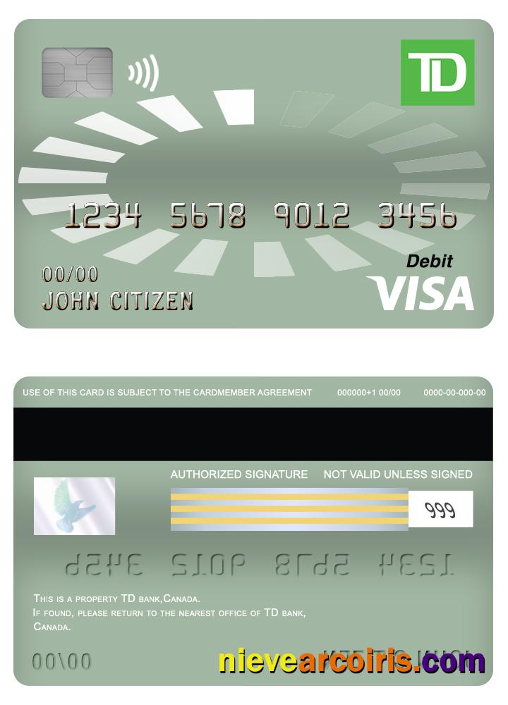 Canada TD bank visa debit card